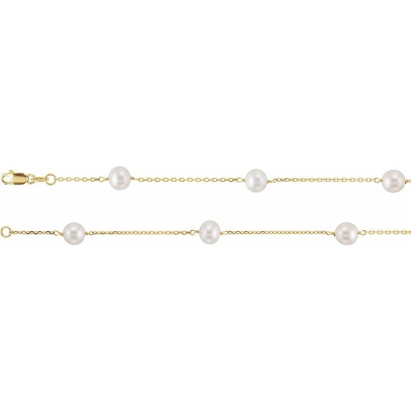 Pearl Station Necklace — Cultured White Freshwater