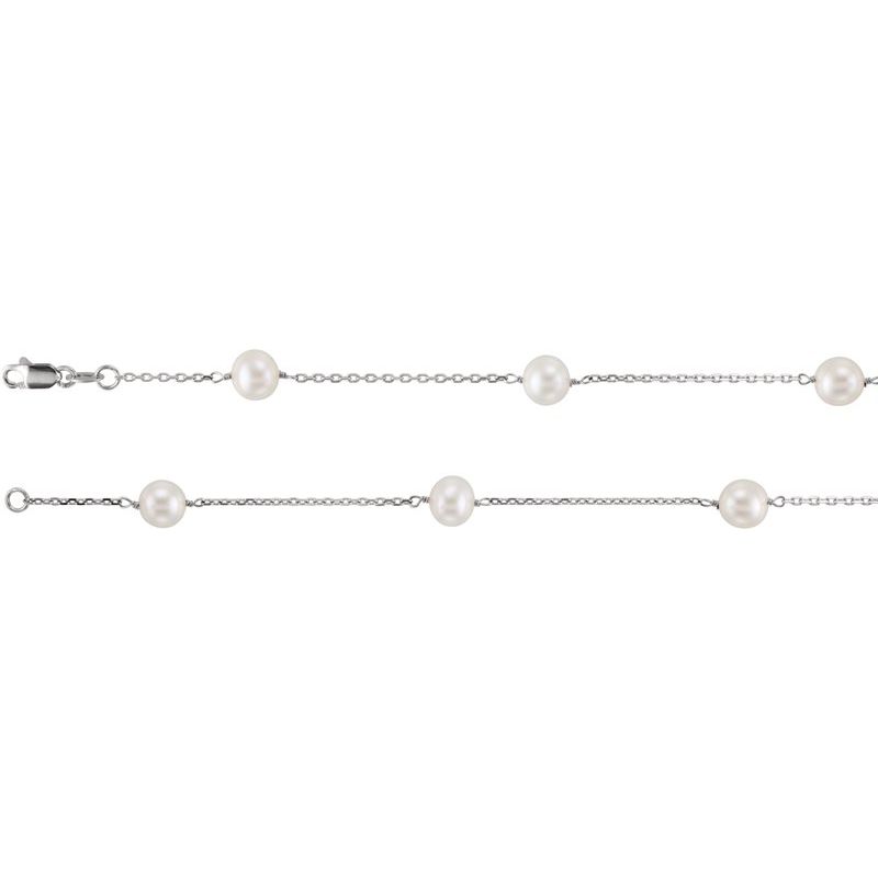 Pearl Station Necklace — Cultured White Freshwater