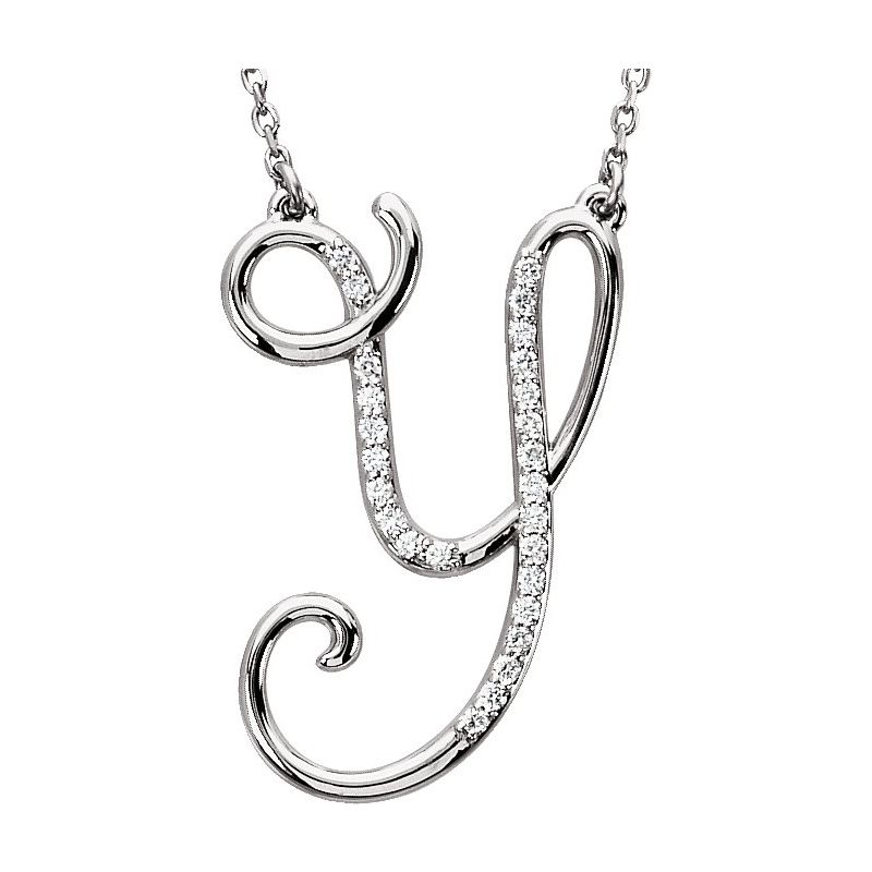 Natural Diamond Initial 16″ Necklace No. 3