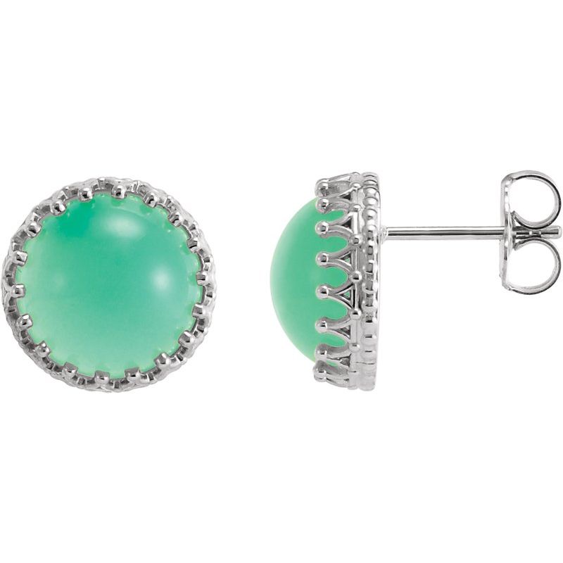 Round Cabochon Crown Earrings