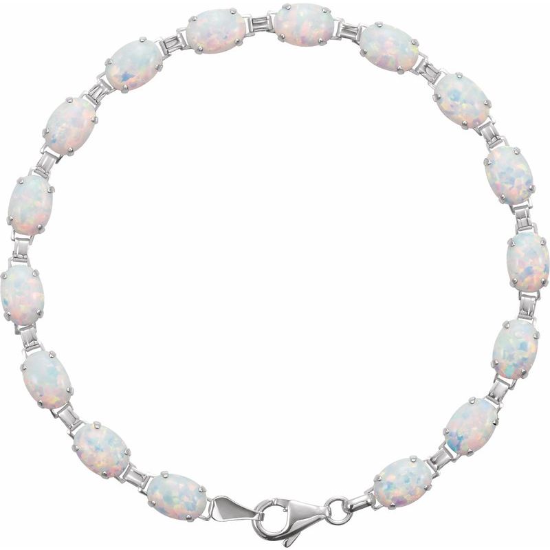 Lab-Grown White Opal Line 7" Bracelet