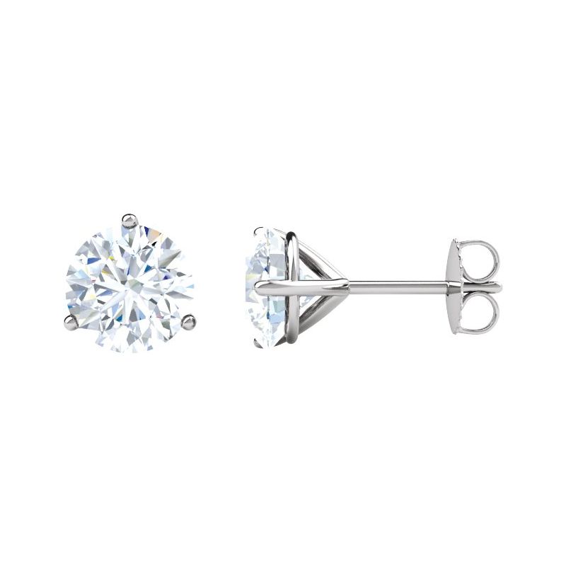 Round 3-Prong Cocktail-Style Stud Earrings