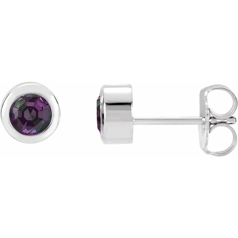 Round Bezel-Set Birthstone Stud Earrings