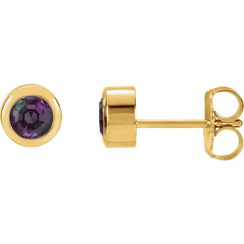 Round Bezel-Set Birthstone Stud Earrings