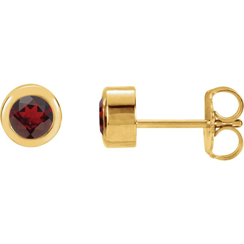 Round Bezel-Set Birthstone Stud Earrings