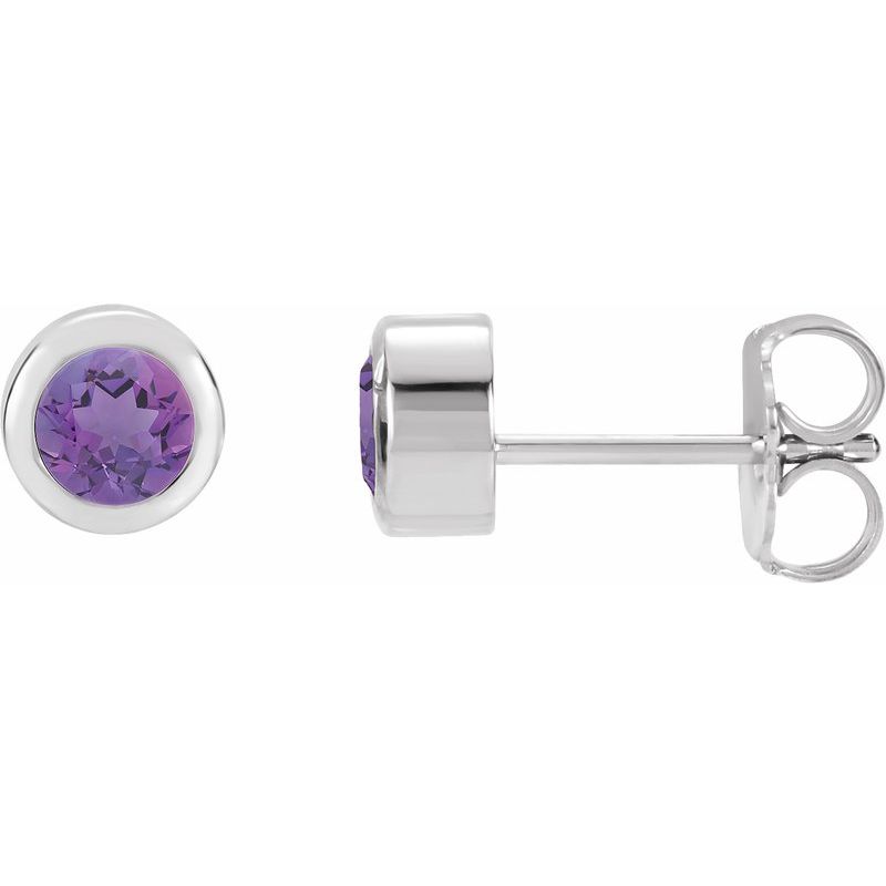Round Bezel-Set Birthstone Stud Earrings