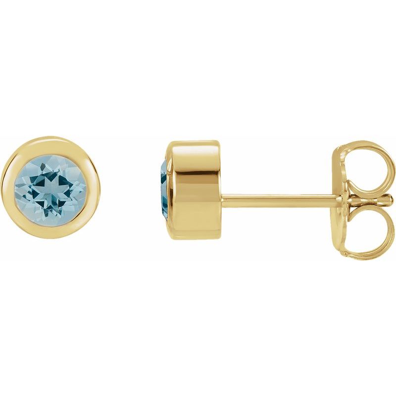 Round Bezel-Set Birthstone Stud Earrings