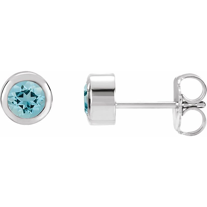 Round Bezel-Set Birthstone Stud Earrings