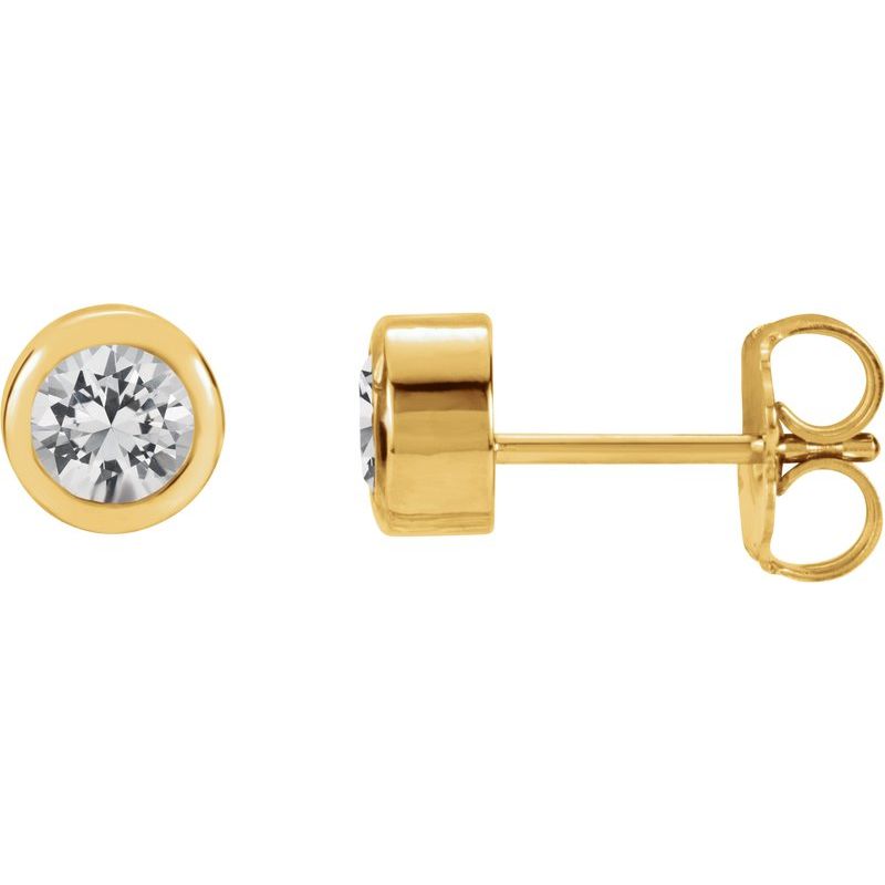 Round Bezel-Set Birthstone Stud Earrings