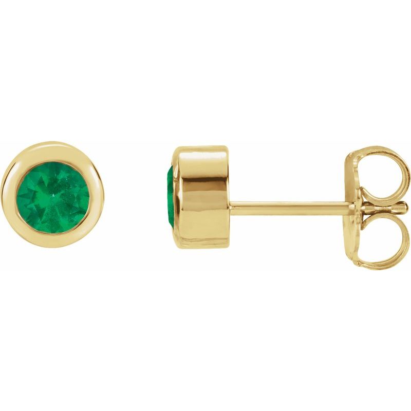 Round Bezel-Set Birthstone Stud Earrings