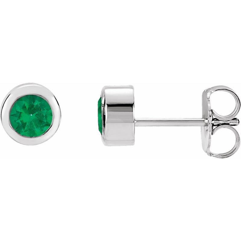 Round Bezel-Set Birthstone Stud Earrings