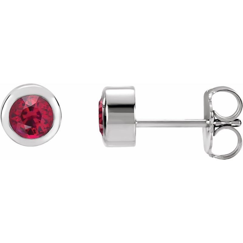 Round Bezel-Set Birthstone Stud Earrings