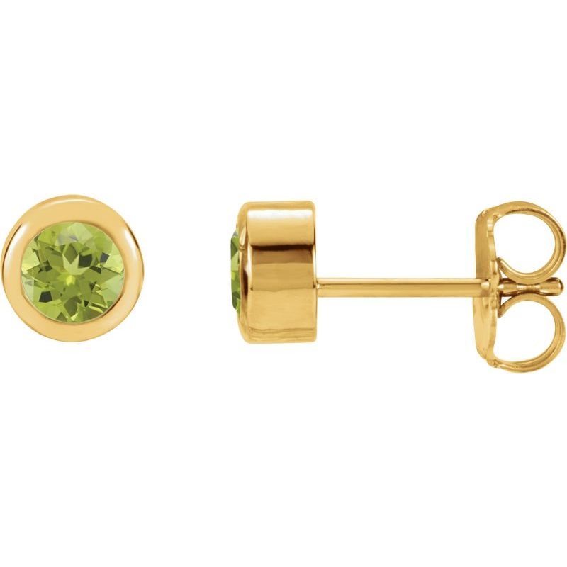 Round Bezel-Set Birthstone Stud Earrings