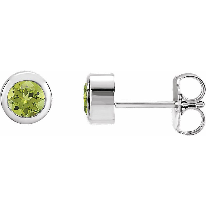 Round Bezel-Set Birthstone Stud Earrings
