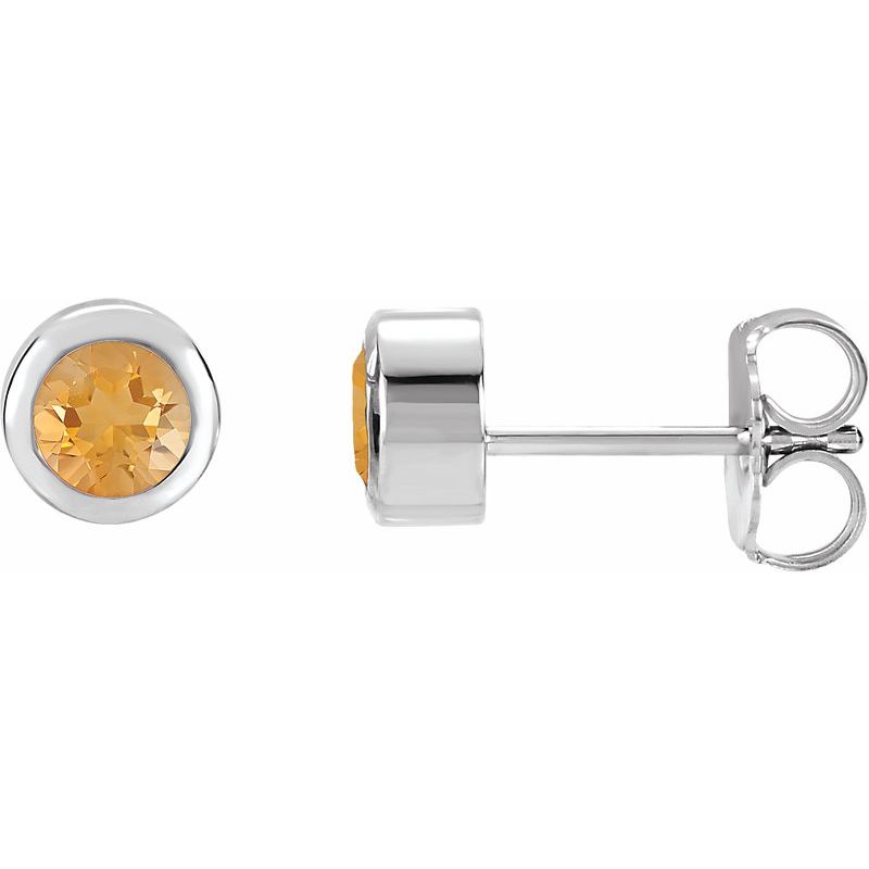 Round Bezel-Set Birthstone Stud Earrings