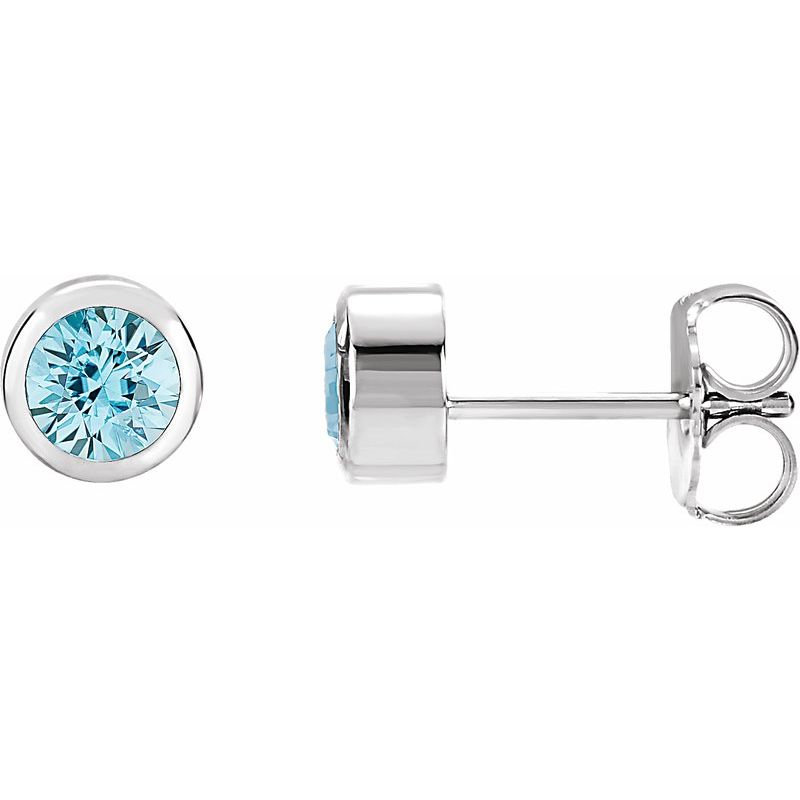 Round Bezel-Set Birthstone Stud Earrings