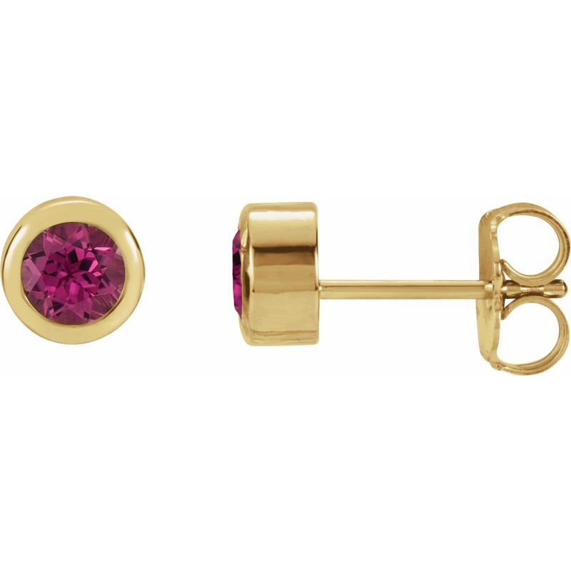 Round Bezel-Set Birthstone Stud Earrings
