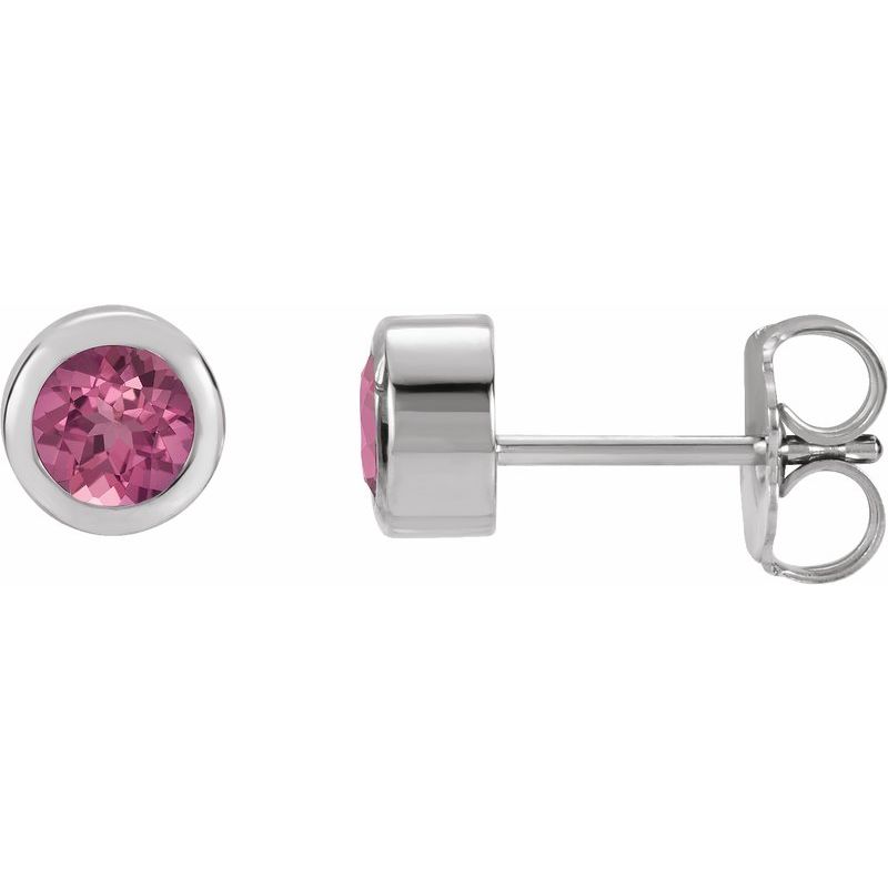 Round Bezel-Set Birthstone Stud Earrings