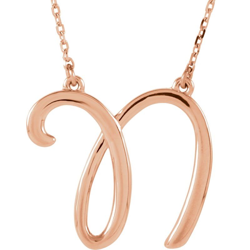 Script Initial Necklace or Center — 16″