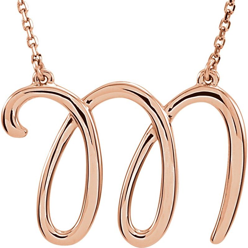 Script Initial Necklace or Center — 16″