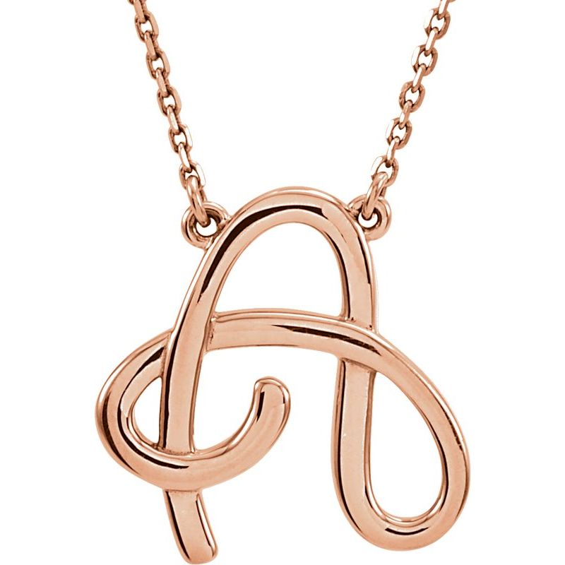 Script Initial Necklace or Center — 16″