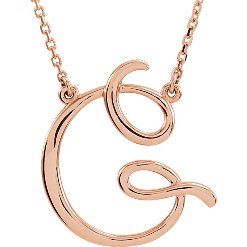 Script Initial Necklace or Center — 16″