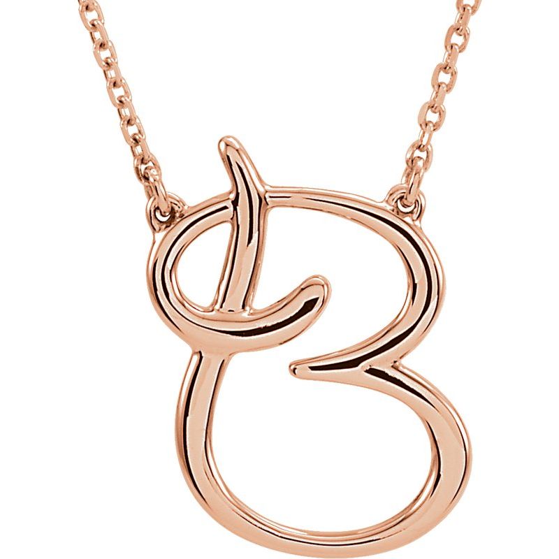 Script Initial Necklace or Center — 16″