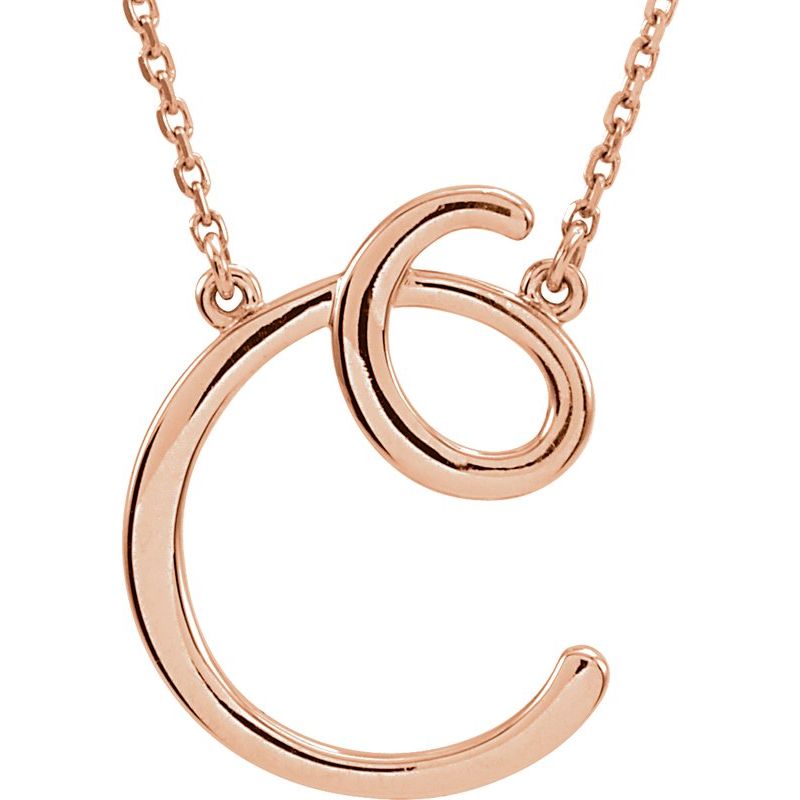 Script Initial Necklace or Center — 16″