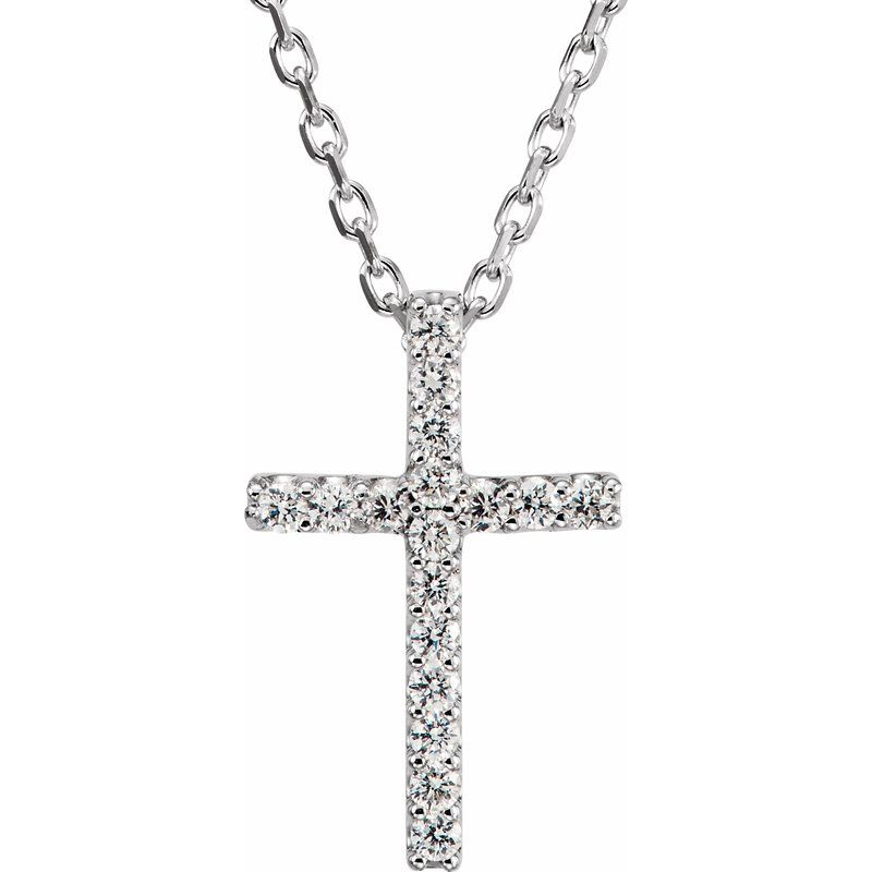 Petite Cross Necklace or Pendant — Diamond 16″