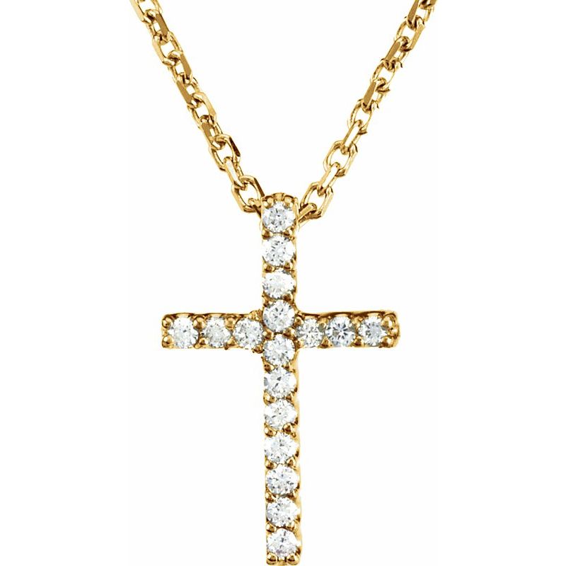 Petite Cross Necklace or Pendant — Diamond 16"