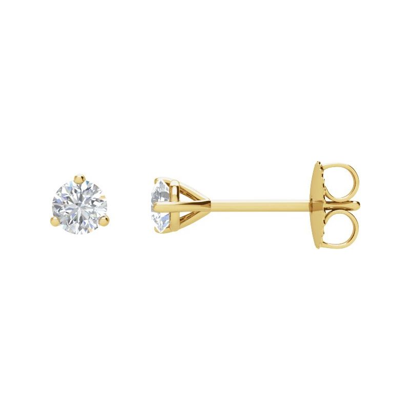Round 3-Prong Cocktail-Style Stud Earrings — Natural Diamond