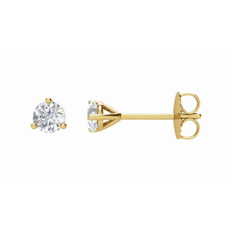 Round 3-Prong Cocktail-Style Stud Earrings — Natural Diamond