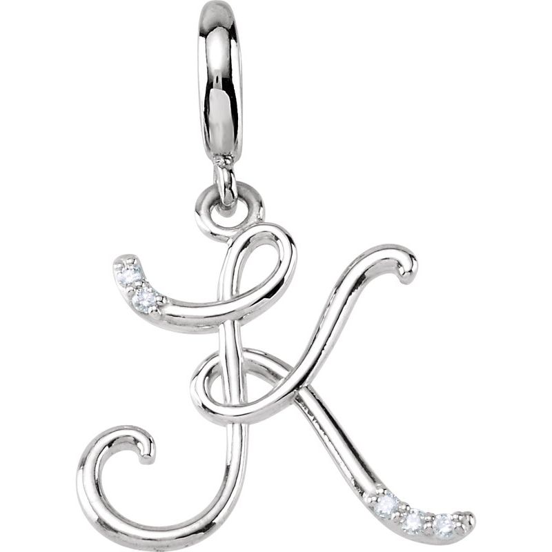 Accented Initial Charm/Pendant — Script .03 ctw Natural Diamond