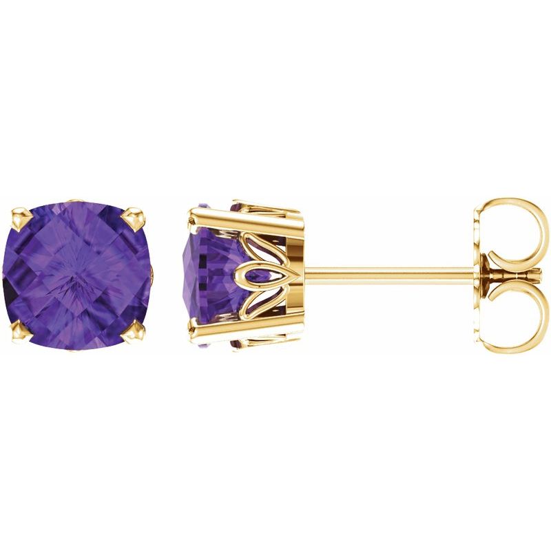 Solitaire Scroll Setting Stud Earrings No. 4