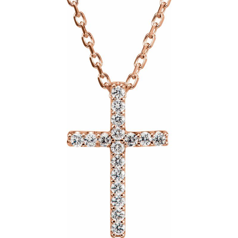 Petite Cross Necklace or Pendant — Diamond 16″