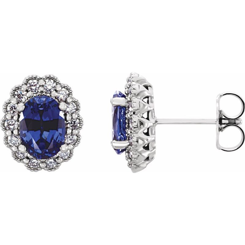 Oval 4-Prong Halo-Style Earrings