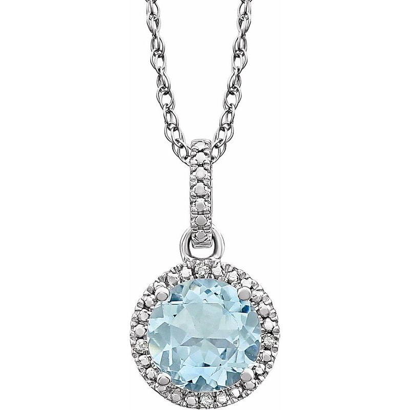 Halo-Style Birthstone Necklace — Natural .01 ctw Diamond 18″