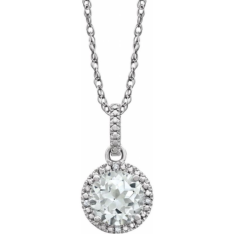 Halo-Style Birthstone Necklace — Natural .01 ctw Diamond 18″