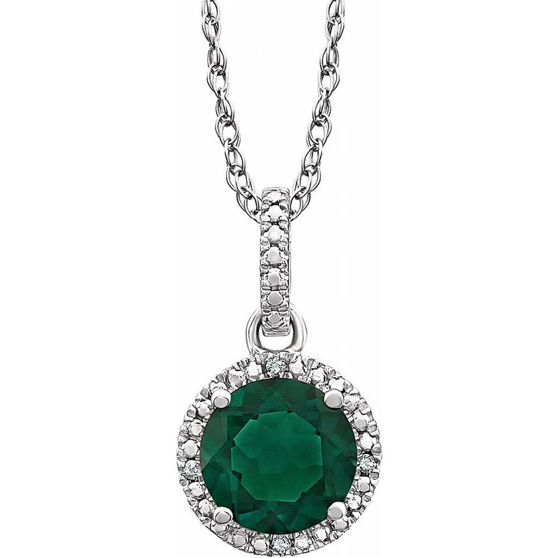 Halo-Style Birthstone Necklace — Natural .01 ctw Diamond 18″