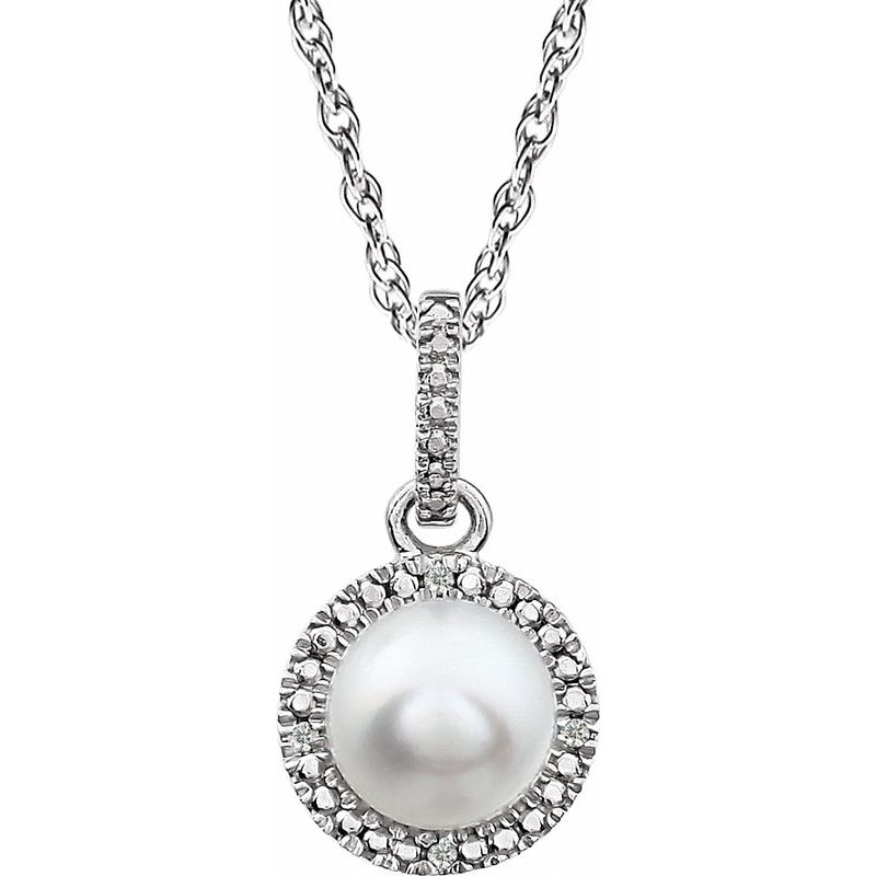 Halo-Style Birthstone Necklace — Natural .01 ctw Diamond 18″