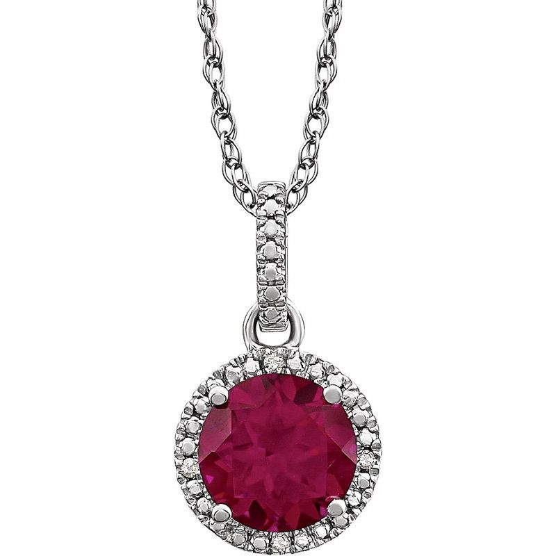 Halo-Style Birthstone Necklace — Natural .01 ctw Diamond 18"