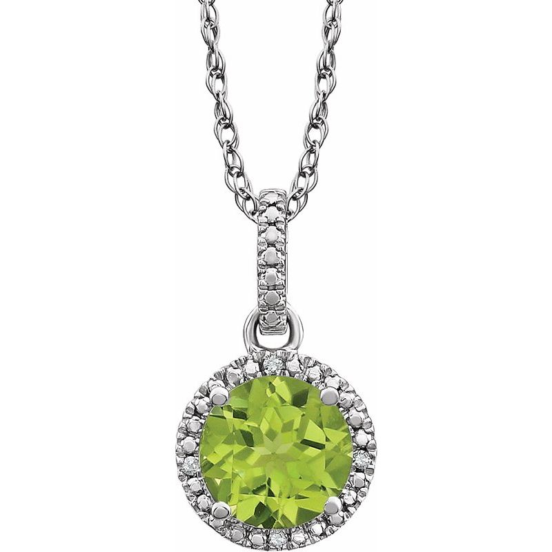 Halo-Style Birthstone Necklace — Natural .01 ctw Diamond 18″