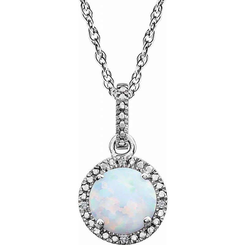 Halo-Style Birthstone Necklace — Natural .01 ctw Diamond 18″