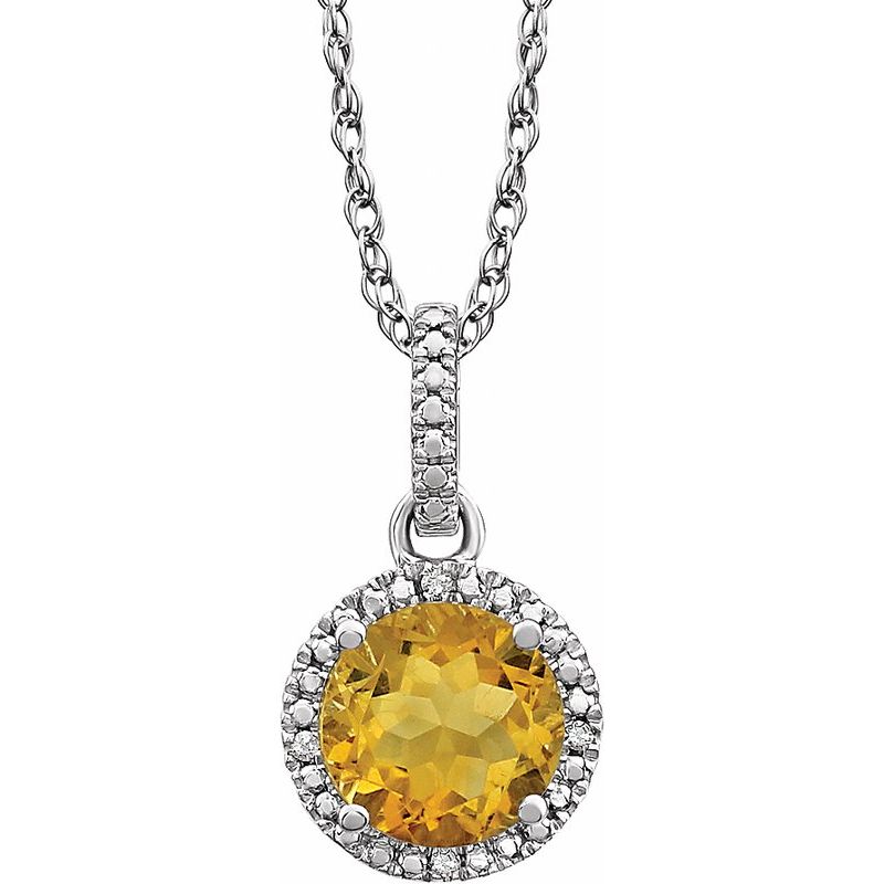 Halo-Style Birthstone Necklace — Natural .01 ctw Diamond 18″