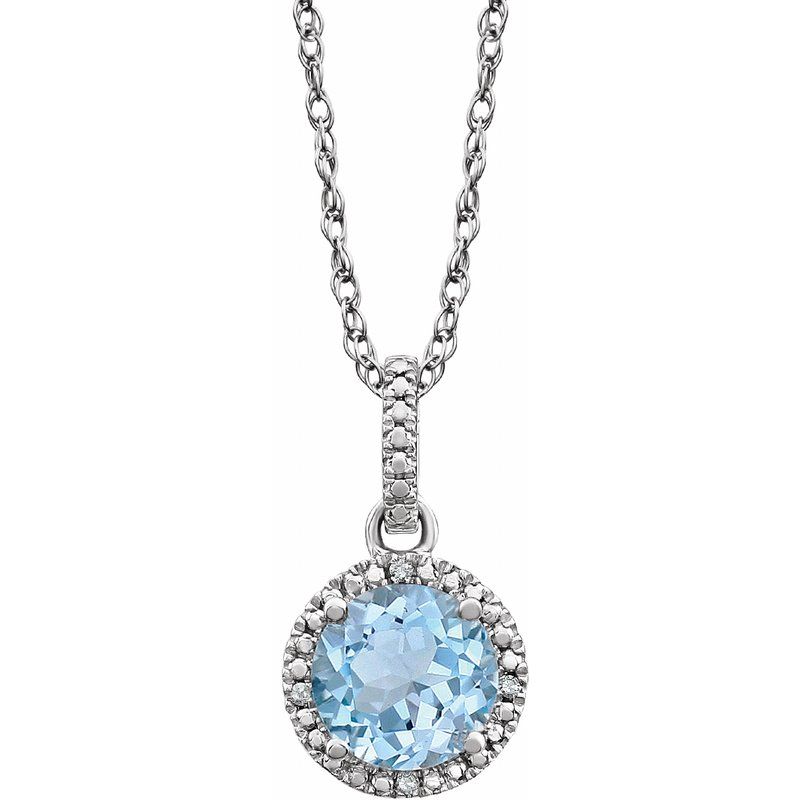 Halo-Style Birthstone Necklace — Natural .01 ctw Diamond 18″
