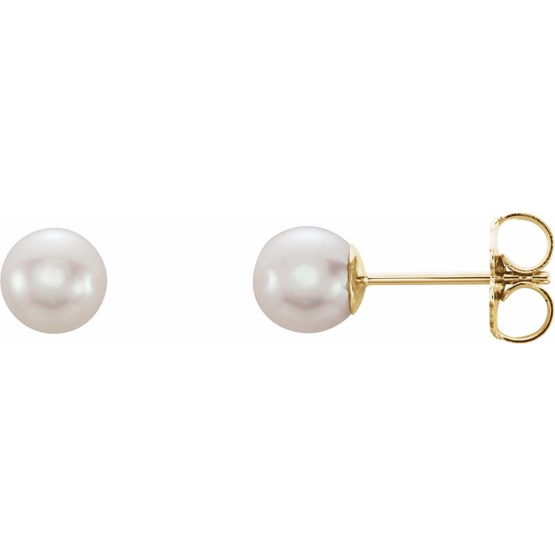 Pearl Stud Earrings — Cultured White Freshwater