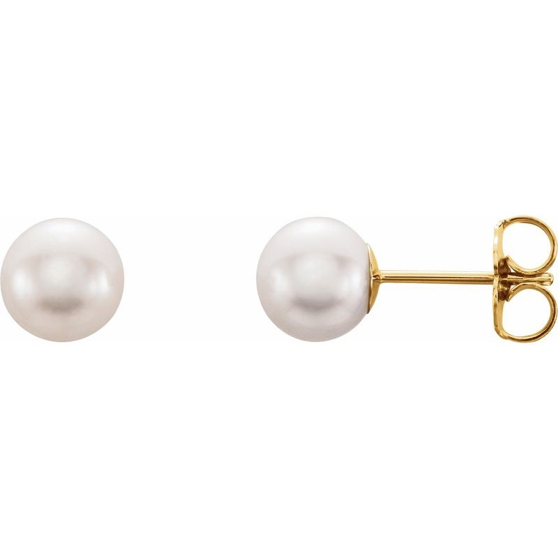 Pearl Stud Earrings — Cultured White Freshwater