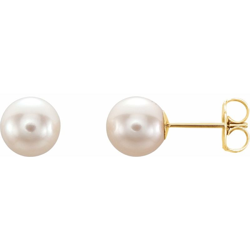 Pearl Stud Earrings — Cultured White Freshwater