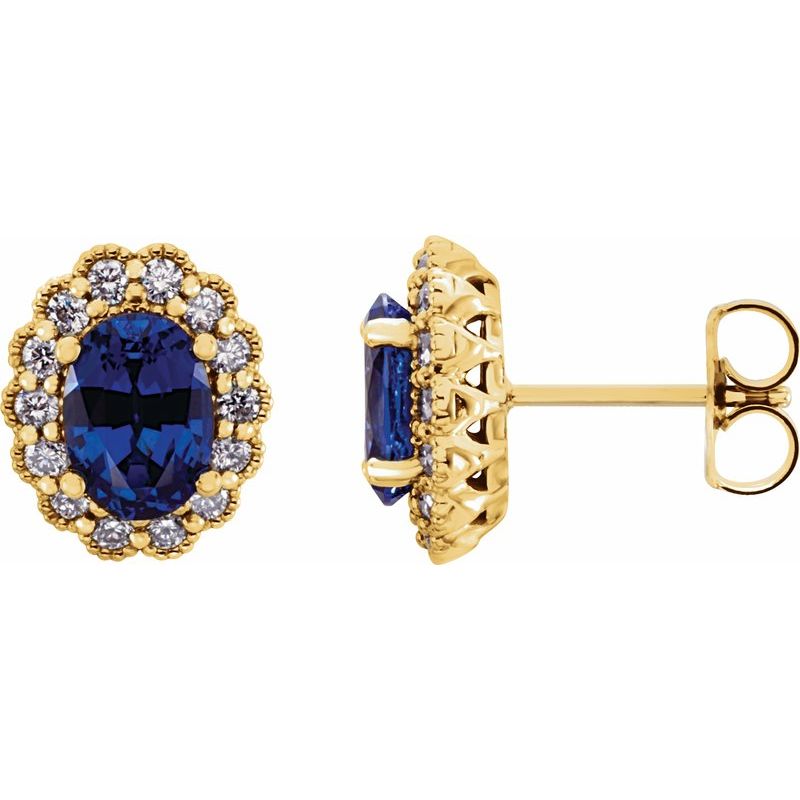 Oval 4-Prong Halo-Style Earrings