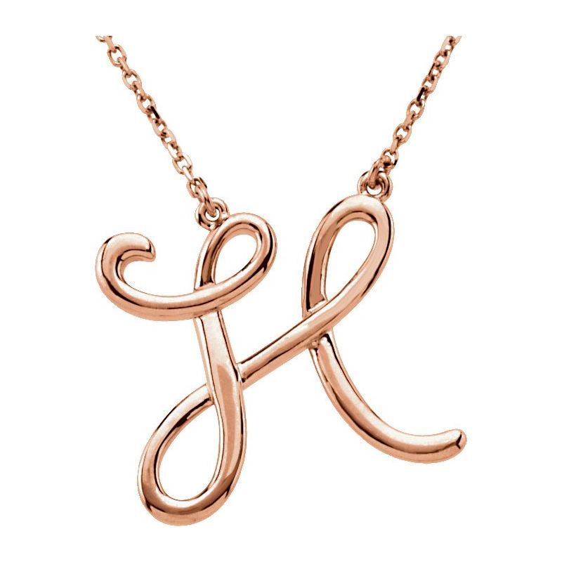 Script Initial Necklace or Center — 16″